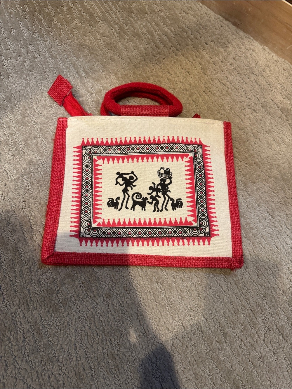 Red & Cream Tribal Print Handbag